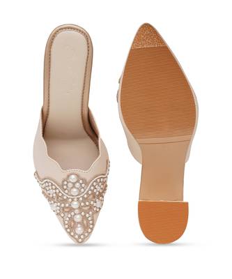 Cream pearl heel 6
