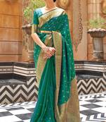 Green Kalandi Beautiful Forest Faux KANJIVARAM Silk Saree With Zari Weaving For Womne 