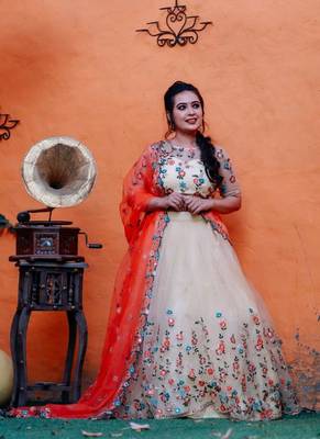Lemon Colour Net Circular Semi-Stitched Lehenga & Unstitched Blouse With Dupatta 5