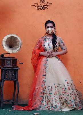Lemon Colour Net Circular Semi-Stitched Lehenga & Unstitched Blouse With Dupatta 6