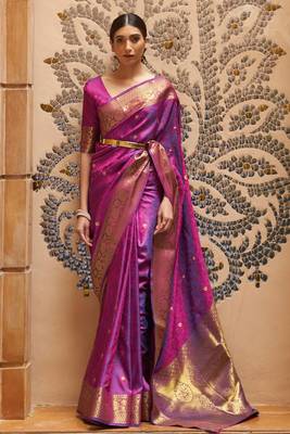 Purple Kalandi Partywear Mulberry Faux KANJIVARAM Weaving Saree For Women 1