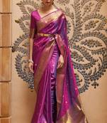 Purple Kalandi Partywear Mulberry Faux KANJIVARAM Weaving Saree For Women