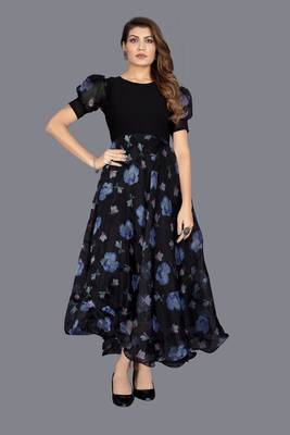 Heavy Georgette With Digital Printed Organza Kurti 6