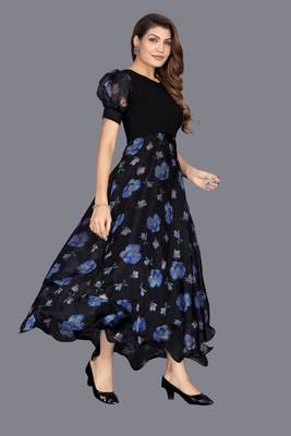 Heavy Georgette With Digital Printed Organza Kurti 7