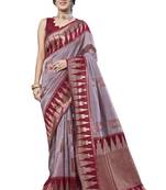 Maroon Banarasi silk blend Woven Design Saree With Blouse Piece
