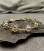 Gold Plated Quirky Crystal Studded Handmade Green Bracelet By Shaalin Jewellery