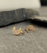 Sterling Silver Based Crescent Shape Gold Plated Minimal Earrings By Shaalin Jewellery