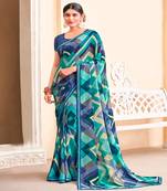 Multicolor Georgette Saree With Fancy Border And Blouse Material