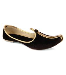 Desi colour mens ethnic footwear sherwani jutti-brown velvet