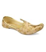 Desi colour mens ethnic footwear sherwani jutti-gold velvet emb