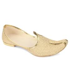 Desi colour mens ethnic footwear sherwani jutti-beige dori