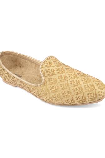 Desi colour mens ethnic footwear sherwani jutti-wedding -gold floral  boot