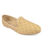 Desi colour mens ethnic footwear sherwani jutti-wedding -gold floral  boot