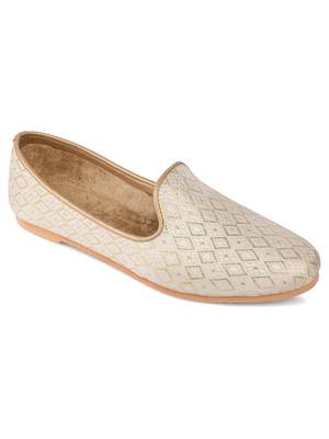 Desi colour mens ethnic footwear sherwani loafer-white 2