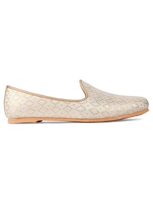 Desi colour mens ethnic footwear sherwani loafer-white 3
