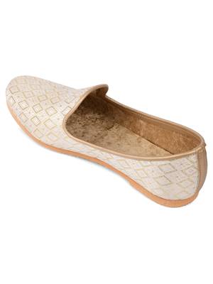 Desi colour mens ethnic footwear sherwani loafer-white 4