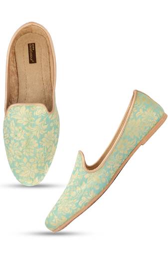Desi colour mens ethnic footwear sherwani loafer-sea green