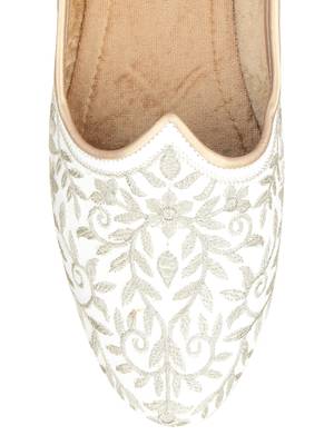 Desi colour mens ethnic footwear sherwani jutti-heavy emb-peach 2