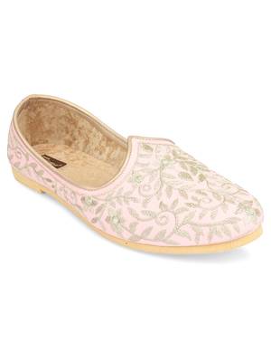 Desi colour mens ethnic footwear sherwani jutti-heavy emb-peach 3