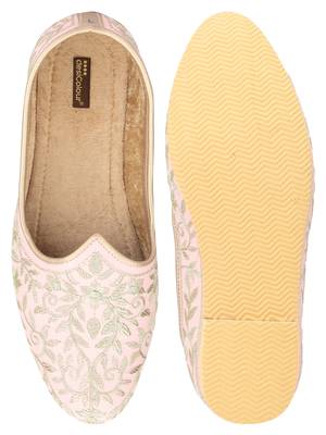 Desi colour mens ethnic footwear sherwani jutti-heavy emb-peach 1