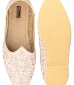 Desi colour mens ethnic footwear sherwani jutti-heavy emb-peach
