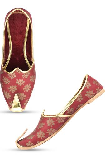 Desi colour mens ethnic footwear sherwani jutti-maroon 1