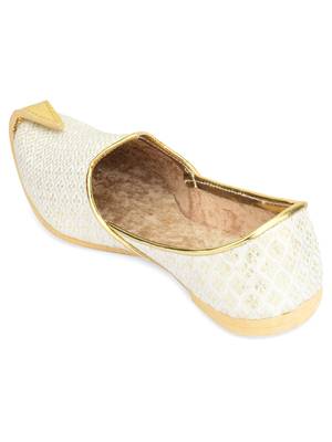 Desi colour mens ethnic footwear sherwani jutti- offwhite gold dual 4