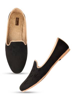 Desi colour mens ethnic footwear sherwani loafer-black self design 2 1