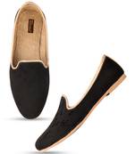 Desi colour mens ethnic footwear sherwani loafer-black self design 2
