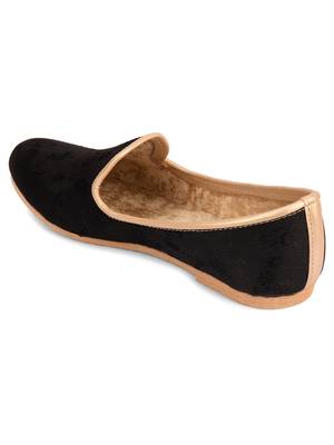 Desi colour mens ethnic footwear sherwani loafer-black self design 2 4