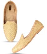 Desi colour mens ethnic footwear sherwani loafer-gold design 2