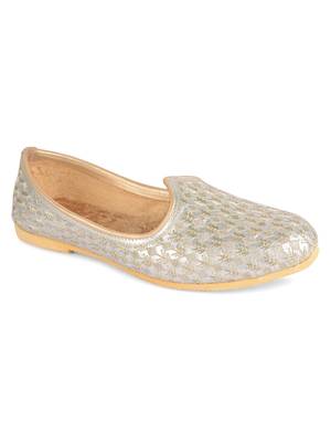 Desi colour mens ethnic footwear sherwani jutti-silver heavy emb 2