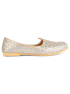 Desi colour mens ethnic footwear sherwani jutti-silver heavy emb 3