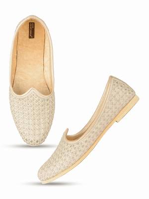 Desi colour mens ethnic footwear sherwani jutti-dull gold heavy emb 1