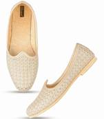 Desi colour mens ethnic footwear sherwani jutti-dull gold heavy emb