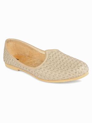 Desi colour mens ethnic footwear sherwani jutti-dull gold heavy emb 2