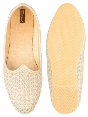 Desi colour mens ethnic footwear sherwani jutti-dull gold heavy emb 3