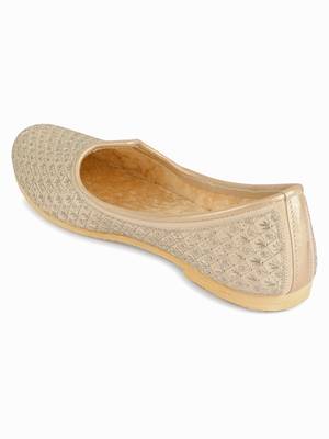 Desi colour mens ethnic footwear sherwani jutti-dull gold heavy emb 4
