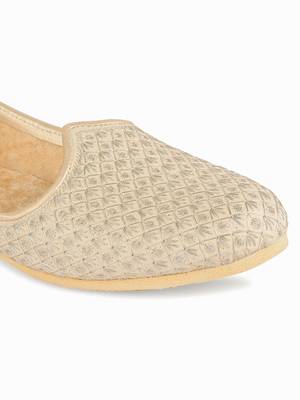 Desi colour mens ethnic footwear sherwani jutti-dull gold heavy emb 5