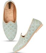 Desi colour mens ethnic footwear sherwani jutti-sky blue heavy emb