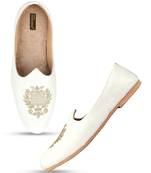 Desi colour mens ethnic footwear sherwani jutti-white patch work