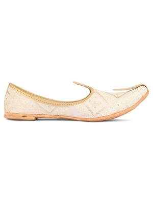 Desi colour mens ethnic footwear sherwani jutti-off white gold 3