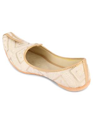 Desi colour mens ethnic footwear sherwani jutti-off white gold 4