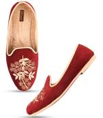 Desi colour mens ethnic footwear sherwani jutti-maroon velvet emb