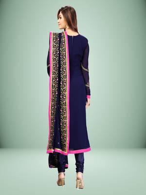 Trendmalls Blue Georgette Embroidery Work Salwar Suit with Duppata 3 Pieces Set 3