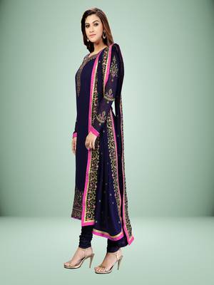 Trendmalls Blue Georgette Embroidery Work Salwar Suit with Duppata 3 Pieces Set 4