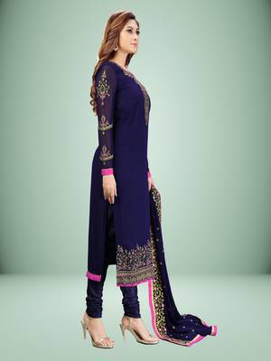 Trendmalls Blue Georgette Embroidery Work Salwar Suit with Duppata 3 Pieces Set 5
