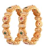 9blings gold plated pearl and stone fusion bangles - set of 2