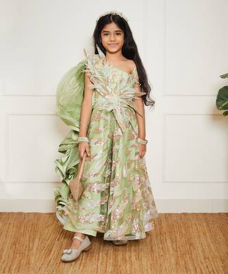 Green sequence embroidery jumpsuit 1