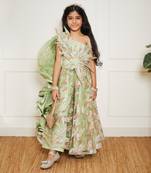 Green sequence embroidery jumpsuit